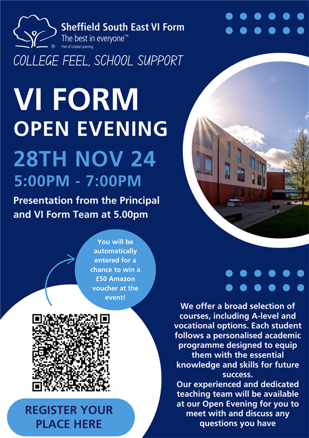 VI Form Open Evening - 28th November